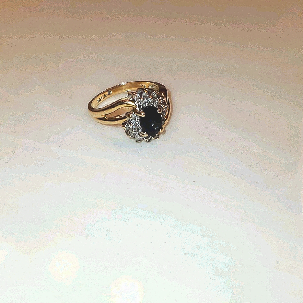 14k Gold Sapphire and Diamond Ring